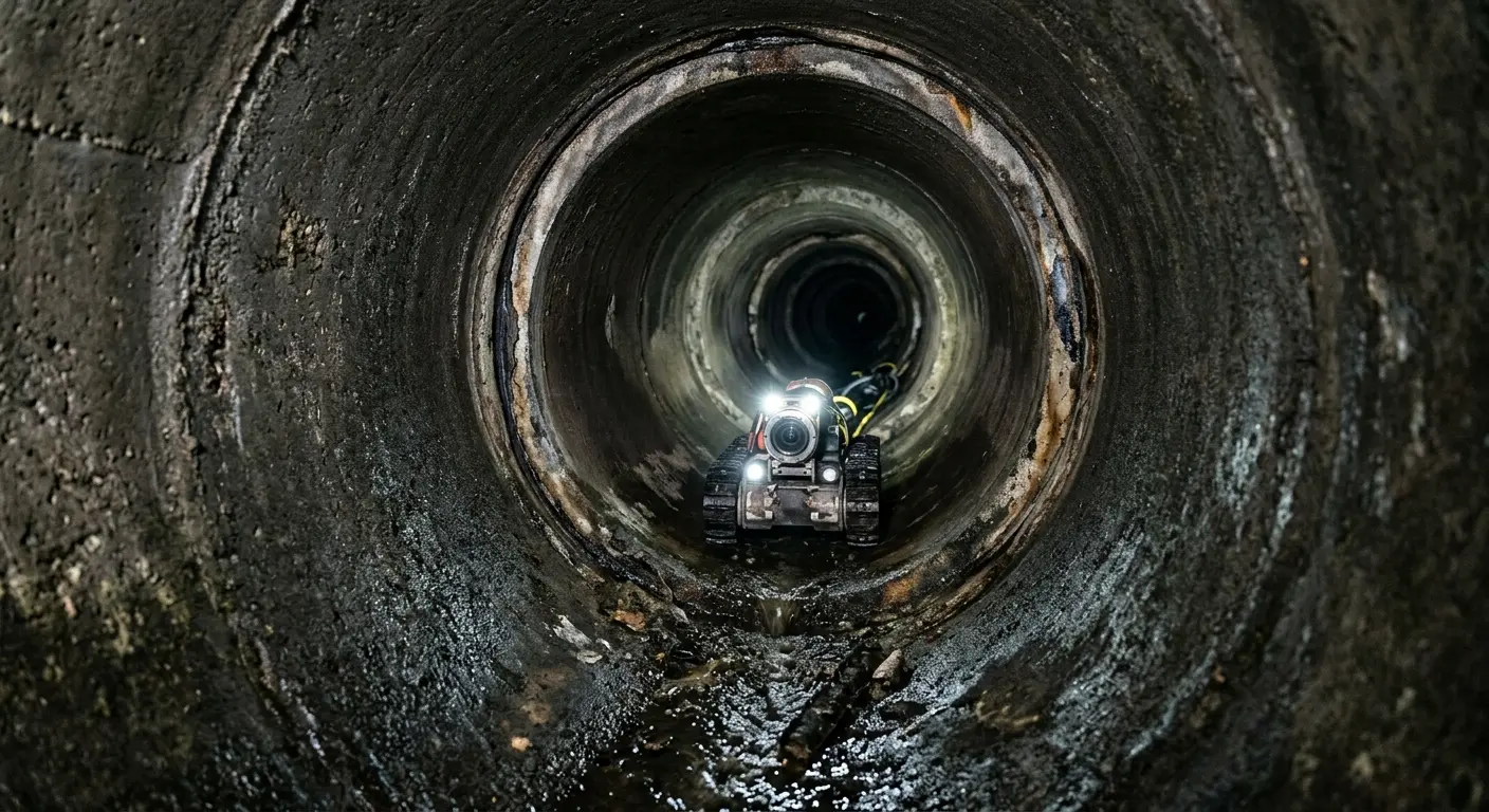Robotic sewer camera inspecting pipe interior for Sewer Line Repair in Silver Lakes